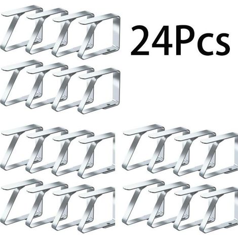 Pinces Nappe Ensemble de 24 Acier Inoxydable Nappe Clips Anti-Glissant (5cm x 4cm) (1/4)