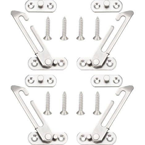 Lot de 4 limiteurs de fenêtre, verrous d'arrêts de fenêtre en acier inoxydable à gauche et droite, verrous de butée de fenêtre avec vis pour portes-fenêtre/fenêtre pour enfant/jardin d'enfant/maison (1/5)