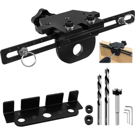 JSSEVN - 3-in-1 Punching Set, Stable Clamping, Drilling Jig, Precise Positioning, Wooden Dowel Drilling Jig (Medium Size) (1/5)