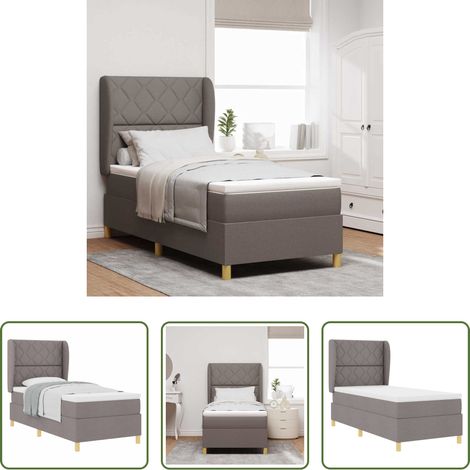 Matelas en tissu - Lit à ressorts avec matelas Taupe 200 x 100 cm tissu (1/5)