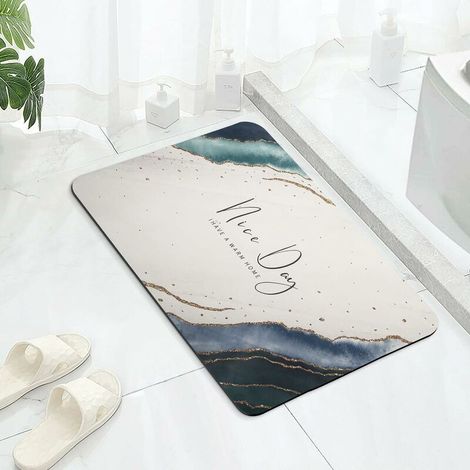 Tapis de Bain Antidérapant, Tapis de Sol Absorbant 40 x 60 cm Tapis de Douche Doux et Confortable, Tapis de Bain Diatomite pour la Baignoire, la Cuisine, Salon et la Salle de Bain, Vert (1/5)