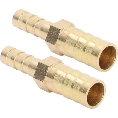 Raccord à barbelures en laiton, réducteur hexagonal 10mm (3/8) vers 6mm (1/4), connecteur fileté pour tuyau, lot de 2 pièces, raccord union barbed 10x6mm. (1/5)