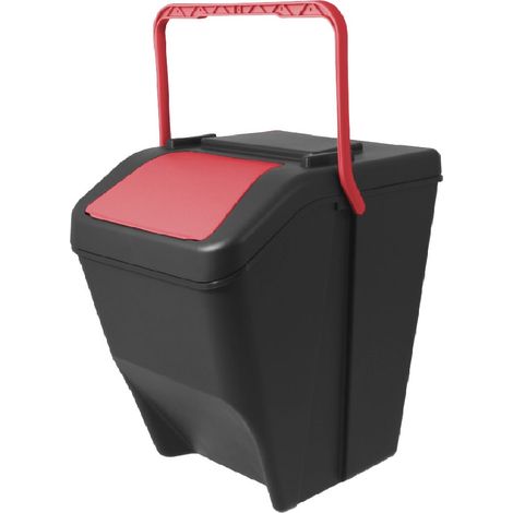 Pattumiera per la raccolta differenziata 25LT sovrapponibile cucina sottolavello modulabile con manico coperchio colorato contenitore raccolta rifiuti - colorigenerali: Pattumiera rossa
