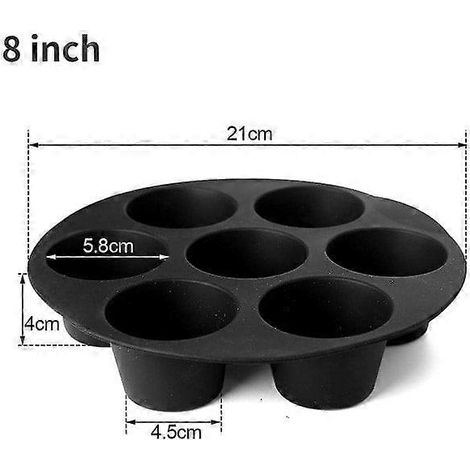 Silikon-Muffinform für Heißluftfritteusen, Zubehör für Heißluftfritteusen, Kuchenform, 20 cm (8 Zoll) mikrowellengeeignete Silikon-Backform. (1/4)