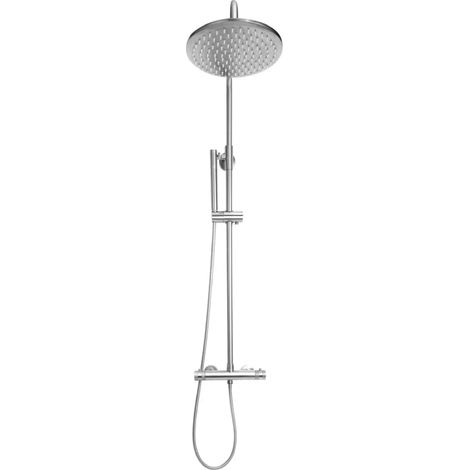 Core Chrome Thermostatic Round Rigid Riser Shower Valve Two Heads