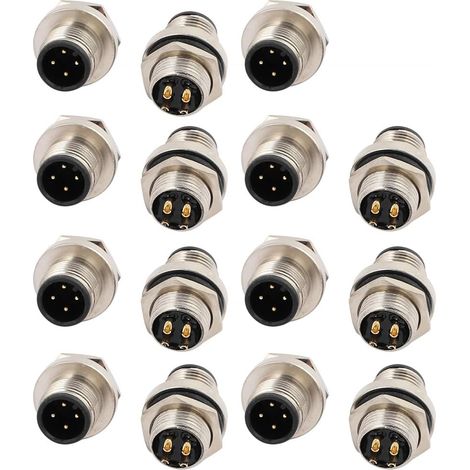 15 pièces M12H4J-12A AC250V 4A IP67 étanche M12 M/M connecteur métallique