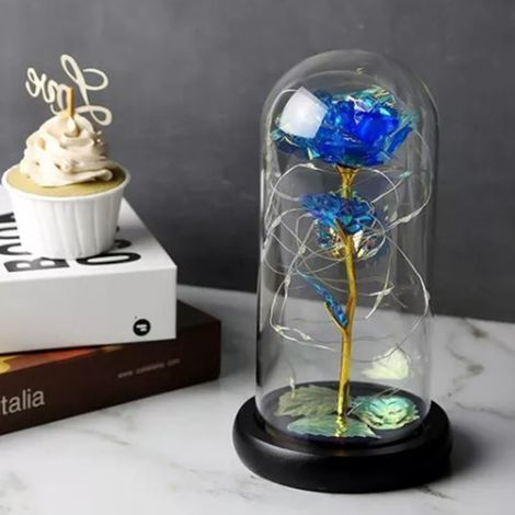 Rose sous cloche en verre avec lumière LED - Cadeau pour femme, maman, grand-mère, petite amie, épouse - Saint-Valentin, anniversaire, mariage (1/5)