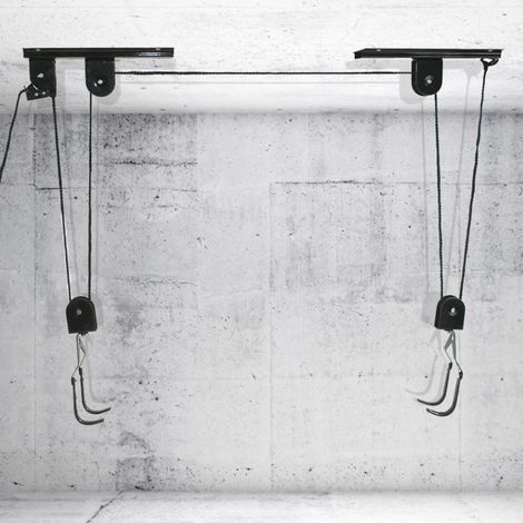 Système de levage à poulie pour garage avec capacité de 68 kg (150 lb) pour coffre de rangement robuste, idéal pour les plafonds de 3,65 m (12 pi) de hauteur.