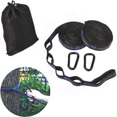 Ecent Kit de fixation hamac ultra-résistant 2 cordes hamac durable en polyester + 2 mousquetons de fer avec un sac de rangement (1/2)