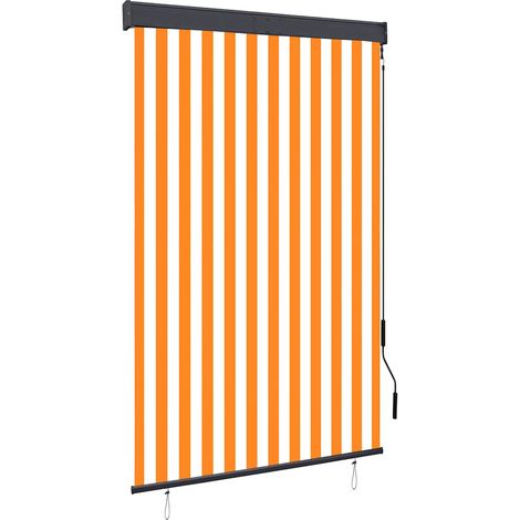 Store enrouleur extérieur 120 x 250 cm blanc et orange