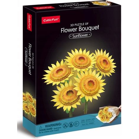 Rompecabezas 3D Gran Ramo de Flores Girasoles Diversión Cúbica 209 Piezas P866H (1/3)