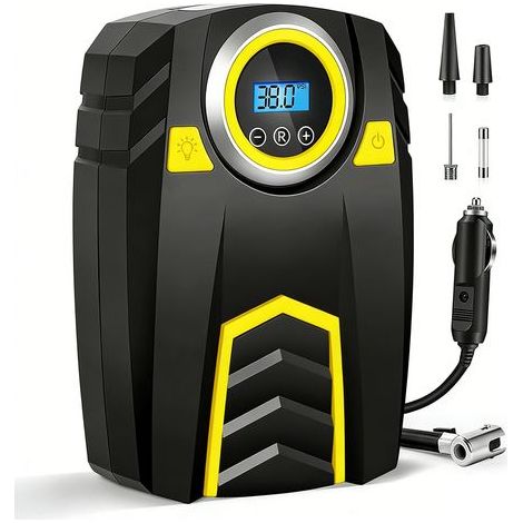 Compresseur d'air portable pour voiture - Gonfleur de pneus 12 V avec 4 adaptateurs, affichage LED et numérique 150 PSI pour voitures/camions/motos/vélos/ballons (1/5)