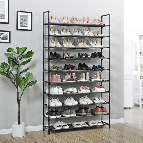 Armoire étagères à chaussures 10 couches noir 100 x 29 x 175cm (1/5)