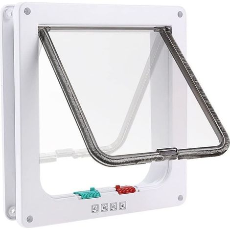 Kaelt - Porte battante pour chiens et chats, 4 voies, 19x19,7x5,3 cm, blanche (1/5)