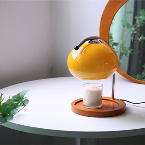 Lampe à cire parfumée rétro avec plateau de rangement en bois, chauffe-bougie en verre, lampe de chevet d'ambiance, 220 V (UE) (1/5)