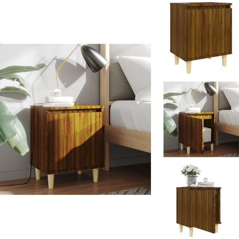 Nachttisch mit Massivholz-Beinen Braun Eichen-Optik 40x30x50cm - Nachttisch - Wohnzimmer Dekoration - Eiche Optik - Holzmöbel - Skandinavisches Design (1/5)