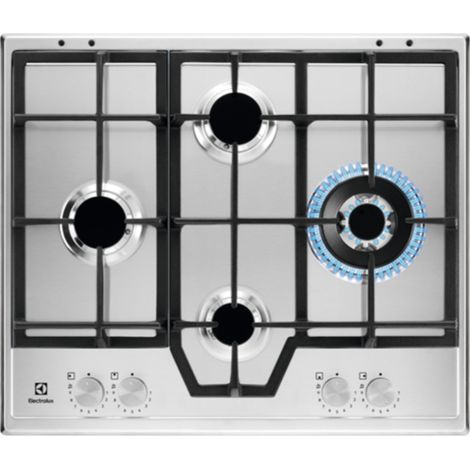 Electrolux KGS64562SX Piano cottura a gas Serie 600 Slim Line 60cm. Colore del prodotto: Acciaio inox, Posizionamento dell'apparecchio: Da incasso, Dimensione della larghezza del piano cottura: 60 ... (1/5)