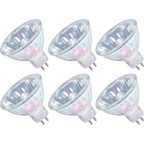 Ampoules halogènes MR16 35 W 12 V, culot GU5.3, spots pour plafonnier, dimmables, angle de faisceau de 36°, blanc chaud 3000 K, culot à 2 broches, lot de 6