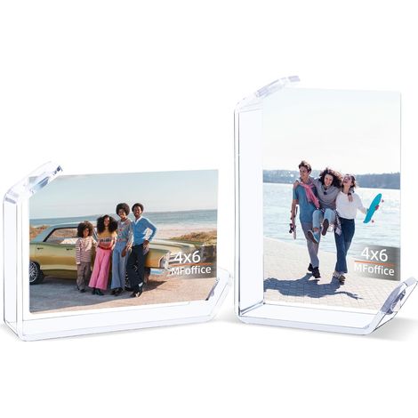 cadres photo flottants en acrylique support de bureau moderne double face affichage horizontal et vertical 4 x 6 pouces de 2 4 x Transparent (1/5)