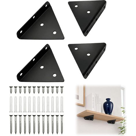 4 Pièces Support Etagere, Equerre Etagere Murale Triangulaire Invisible, Équerre Étagère en Acier Laminé à Froid, Support Etagere Murale de 8 CM de Long, Adapté à la Cuisine, à la Chambre et au Salon (1/5)