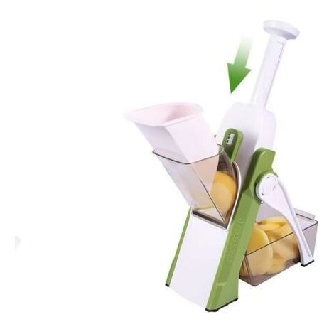 Mandoline de Cuisine Safety Slicer Manuelle Multifonction Tous Coupe Légumes Lame en acier inoxydable, Cubes, Patate Frite carotte, vert (1/5)