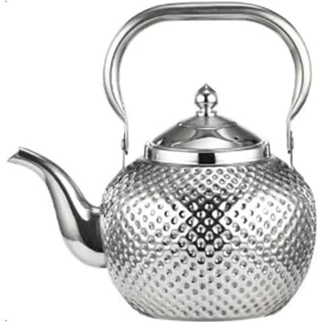 Stainless Steel Teapot with Infuser Hammered Kettle with Strainer, Induction Kettle for Loose Tea, Insulated Handle (1/5)
