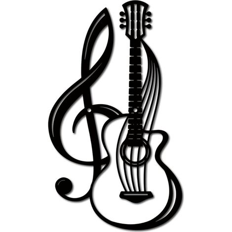 Decorazione murale in metallo, strumenti musicali, chitarra nera, ornamento in ferro da appendere, per balcone, giardino, casa, soggiorno, decorazione per interni ed esterni (1/4)