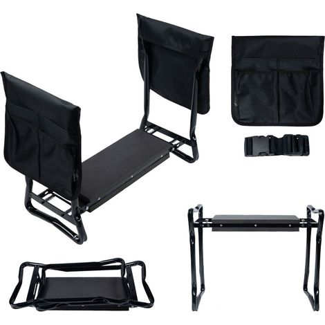 Sgabello pieghevole in ginocchio per giardinaggio, cintura porta attrezzi, 2 organizer