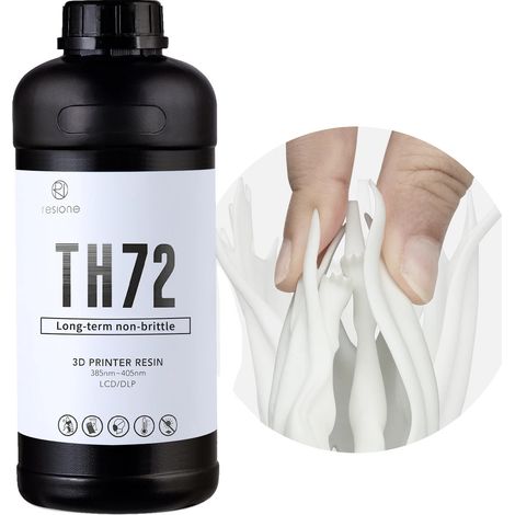 Flexibles 3D-Harz, hohe Leistungsfähigkeit, hervorragende Reißfestigkeit, TH72 Weiß – 1000 g (1/2)
