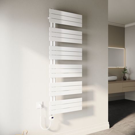 SONNI Radiador Toallero 1590x600mm Toallero Baño Radiador con Termostato Elemento Calefactor y Función de Temporizador Conexiones Laterales 1000W Blanco (1/5)