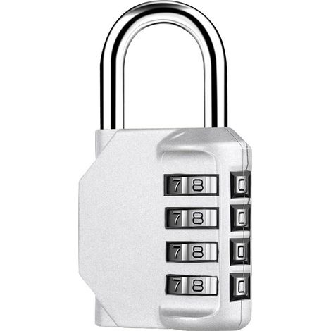 Cadenas Code 4 Chiffres, Alliage de Zinc Cadenas à Code Étanche, Antirouille Cadenas Casier Code pour Placard Gym Garage Boîte à Outils (Argent) (1/5)