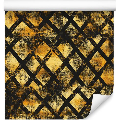 Carta da parati color ocra e oro anticato per soggiorno e camera da letto, 50x1000 cm (1/5)