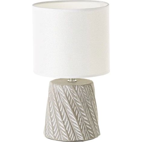 Graue Stehlampe mit Leinenschirm, 30 cm