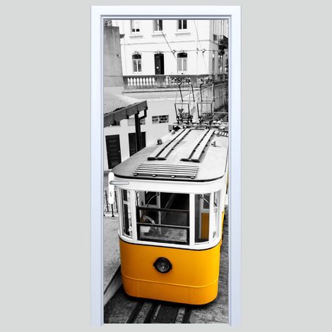 Adhesivo amarillo para puerta de tranvía de tela 338PD