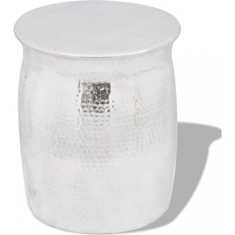 vidaXL Hammered Aluminium Stool/Side Table Silver