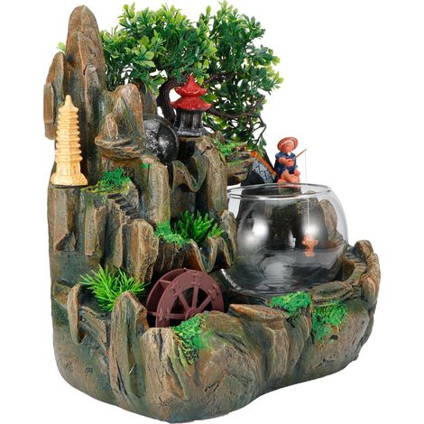 Fontaine à eau décorative de bureau en verre avec aquarium et LED, boule de cristal, tension standard européenne : 220-240 V (1/5)