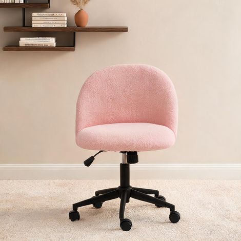 Chaise de bureau rose en teddy 59 x 52 x 84,5 cm (1/5)