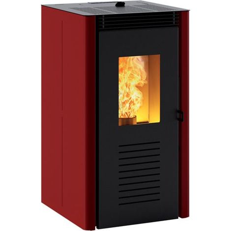 Stufa a pellet rossa ad aria calda ventilata nodo 5 kw (1/2)