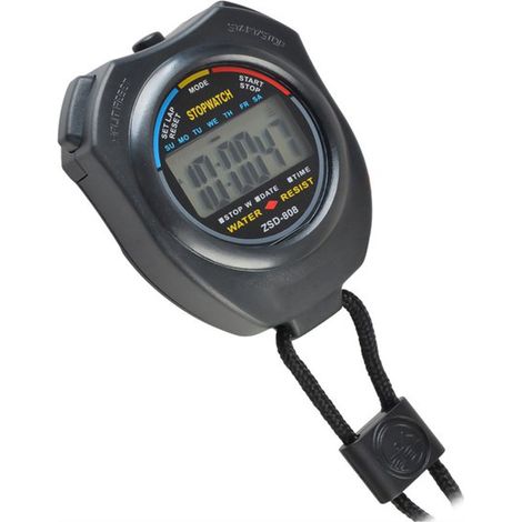 Chronomètre électronique LCD numérique sport avec date, heure, alarme et compteur (bracelet tour de cou) - Noir