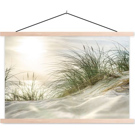 AFFICHE AVEC CADRE MAGNÉTIQUE Dunes avec herbes de plage sous le soleil du parc national allemand Schleswig-Holsteinisches Wattenmeer. 60x40 (1/3)