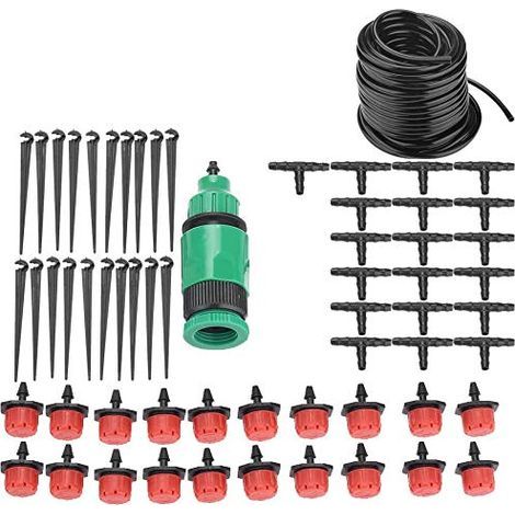 Kit d'irrigation pour Qoteo - Tuyau d'arrosage de 4/7 mm - Kit d'irrigation par Qoteo Micro Bec de tuyau d'arrosage de neige - Système de refroidissement pour jardin de patio serre de pelouse (15 m) (1/5)