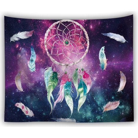 1 Tapiz atrapasueños, plumas coloridas, poliéster, decoración de pared, dormitorio, sala de estar. (1/5)