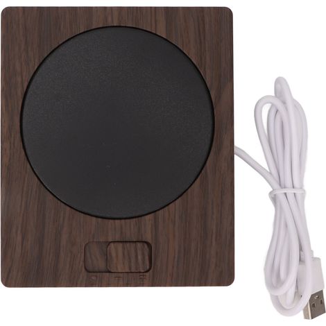 Réchaud électrique USB à 2 niveaux de température réglable, plaque chauffante pour tasse de thé et lait, noyer