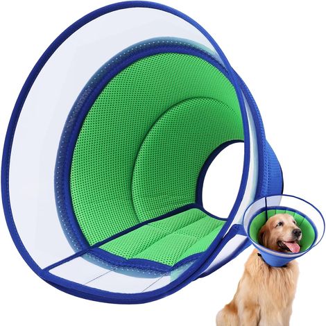 Collerette Chien, Collerette pour Chien Anti Lechage et Grattage, Collerettes Souple Transparente pour Chiens, Ajustable Collier de Récupération Chiens, Cône de Cicatrisation Respirant (Blue, Size 3) (1/4)