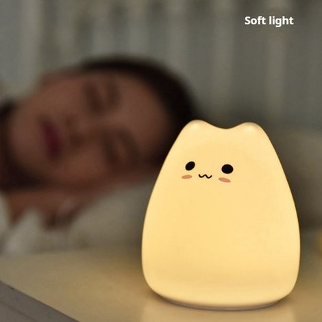 1. Spécifications : Couleur chat populaire : voir photo. Matériau : ABS + silicone. Veilleuse chaton pour bébés.
