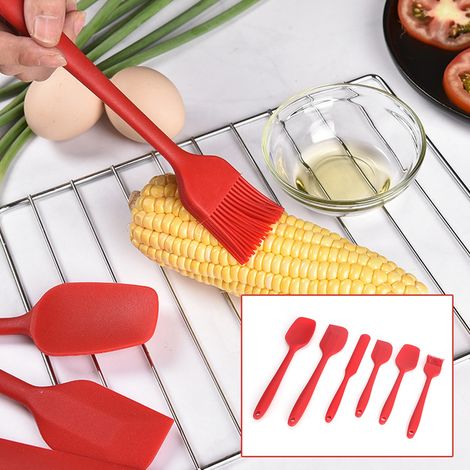 Ensemble de 6 pièces en silicone : spatule, racloir à beurre, pinceau, cuillère, ustensiles de cuisine et de pâtisserie (1/5)