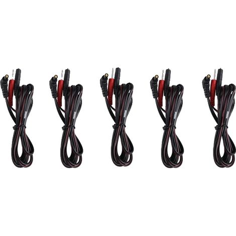 Cables de conexión para electrodos, compatibles con TENS, construcción duradera, 5 unidades de 2 pines, color negro.