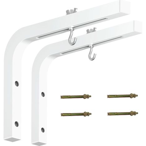 Lot de 2 Supports d'écran de projecteur, Extension réglable, avec Crochets, Support Manuel en L, Blanc (1/5)
