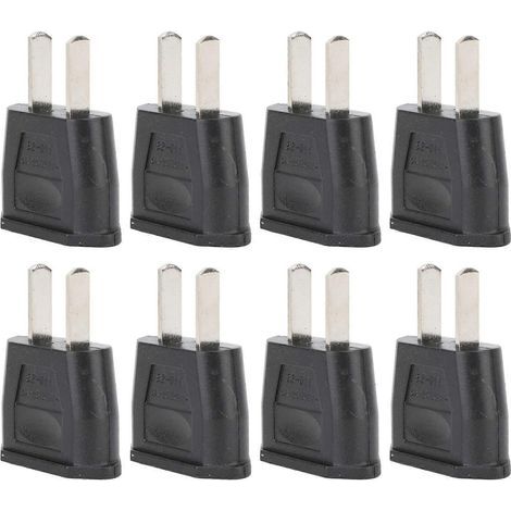 Lot de 10 adaptateurs pour prise plate à 2 broches vers prise ronde, pour la maison, les voyages et le bureau (125 V). (1/5)