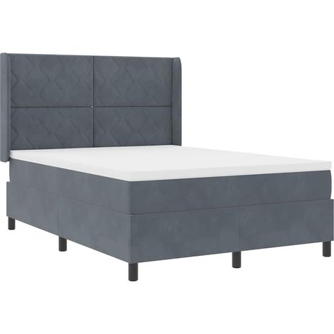 Box Spring Bed with Headboard Dark grey 140 x 200 cm Velvet vidaXL (1/5)